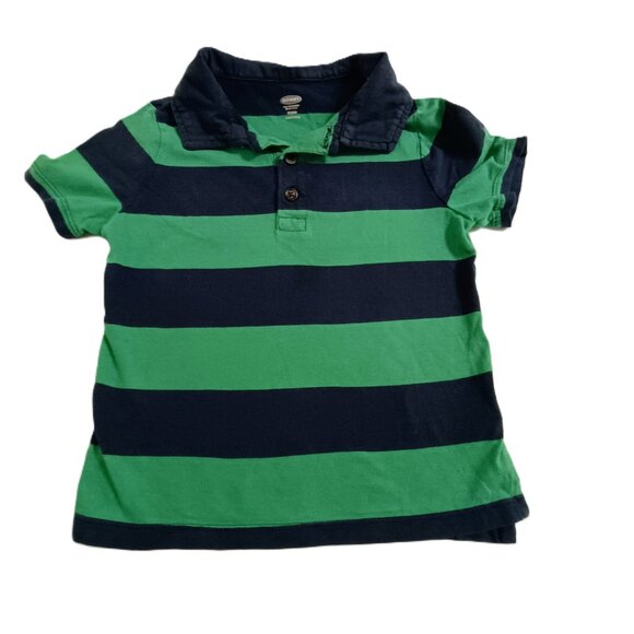 VGUC: Boys' Old Navy sz 3T Blue & Green Striped Polo Shirt - Picture 1 of 3